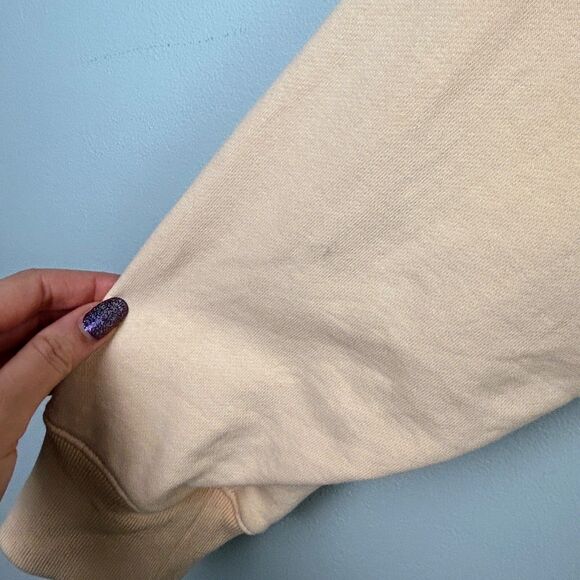 J Crew University Terry Cropped Sweatshirt Long Sleeve Crewneck Cotton Peach L - Picture 11 of 11